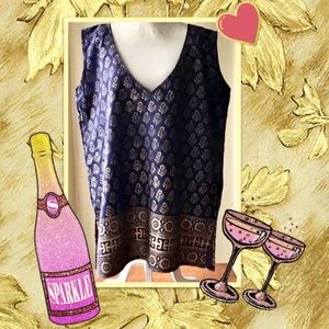 Gold & Navy Sleeveless Top